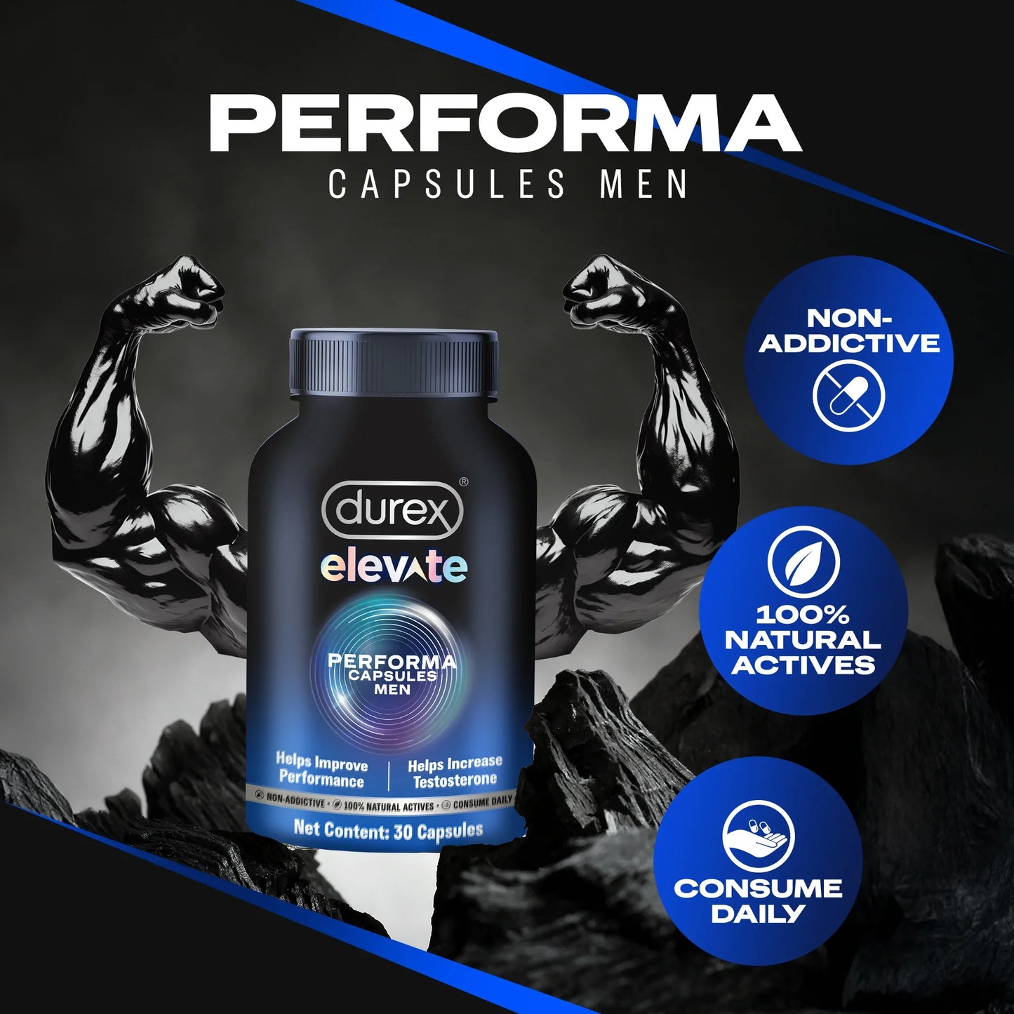 Durex Elevate Performa Shilajit for Men (Buy 1 Get 1 Free)