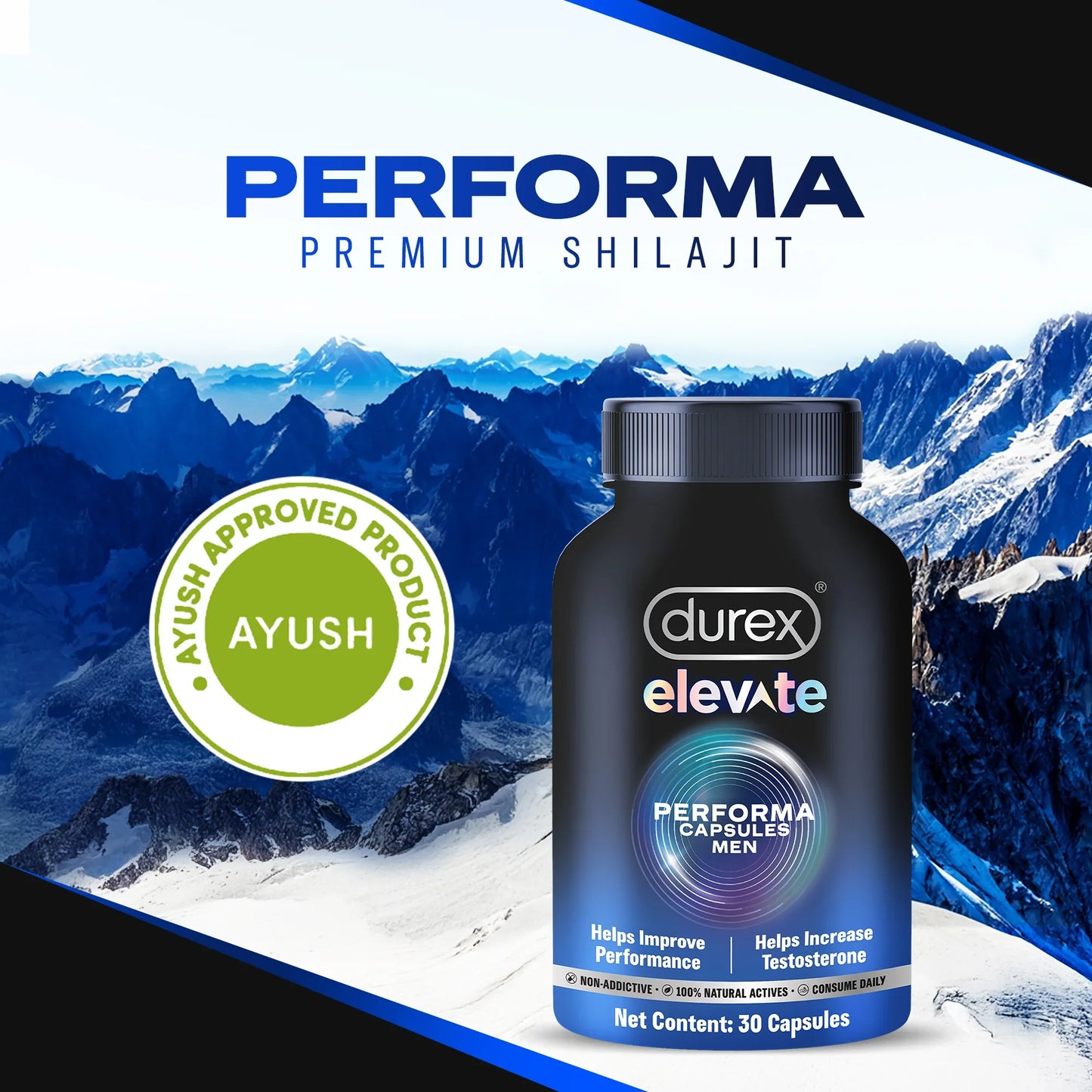 Durex Elevate Performa Shilajit for Men (Buy 1 Get 1 Free)